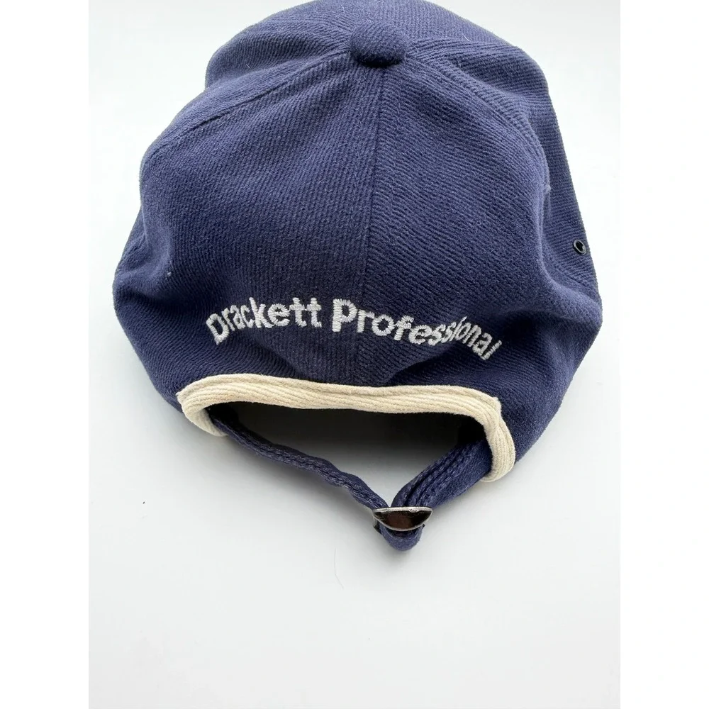 Vintage Windex Drackett Professional Hat Navy Blue Cream Trim Adjustable Cap